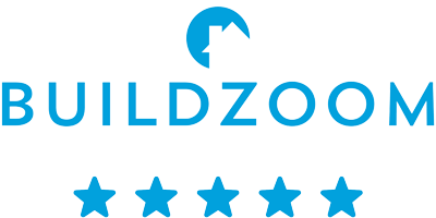 BuildZoom logo displayed with blue stars, symbolizing trusted ratings, reflecting Bayside Builders Group's commitment to quality construction and remodeling services in the Bay Area.